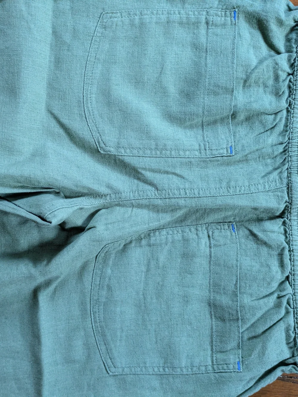 Mini Boden Sage Green Cotton Linen Pull On Pants Size 7-8